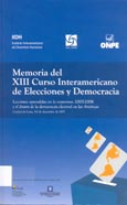 Imagen de portada del libro Memoria del XIII Curso Interamericano de Elecciones y Democracia