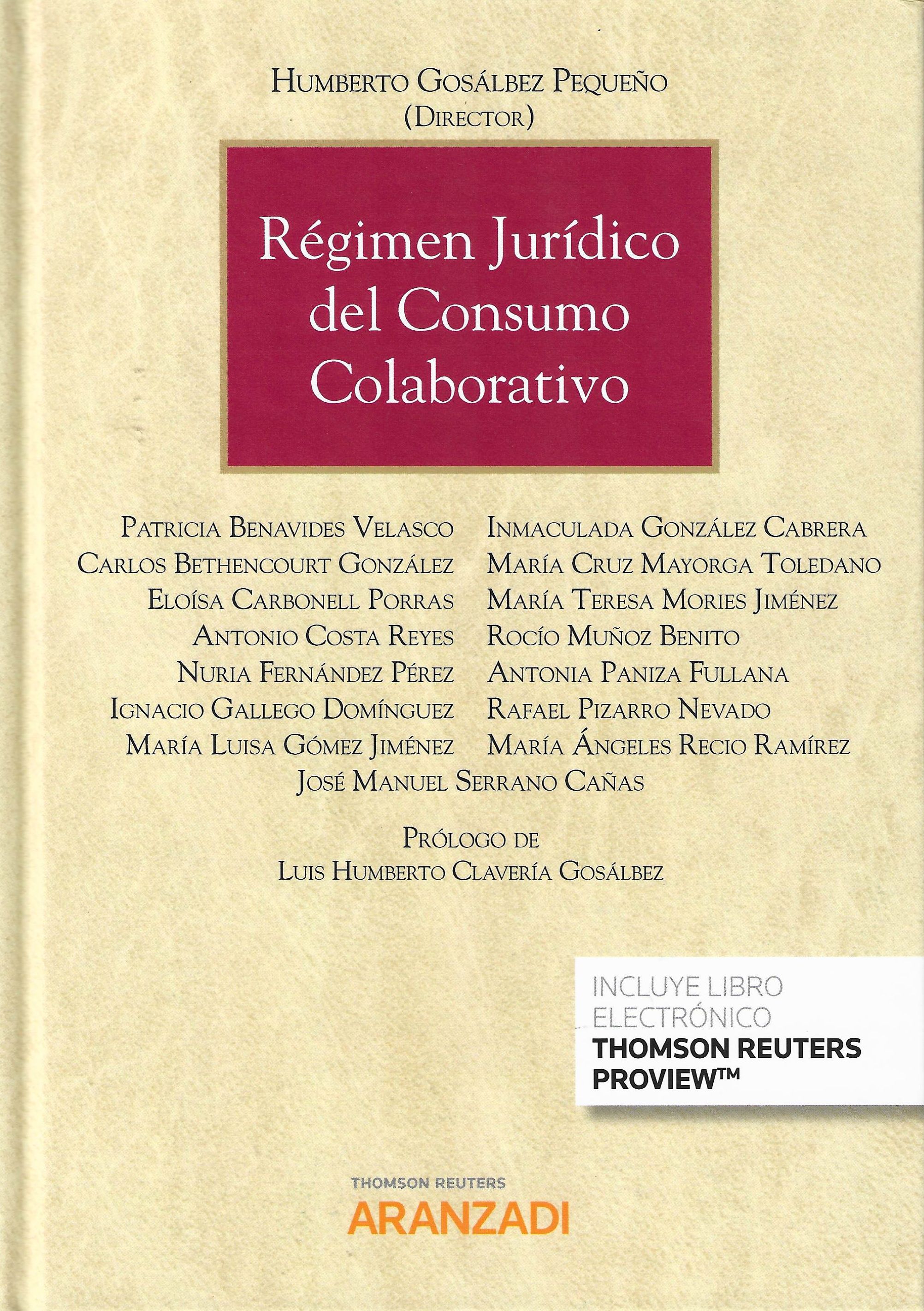 Imagen de portada del libro Régimen jurídico del consumo colaborativo