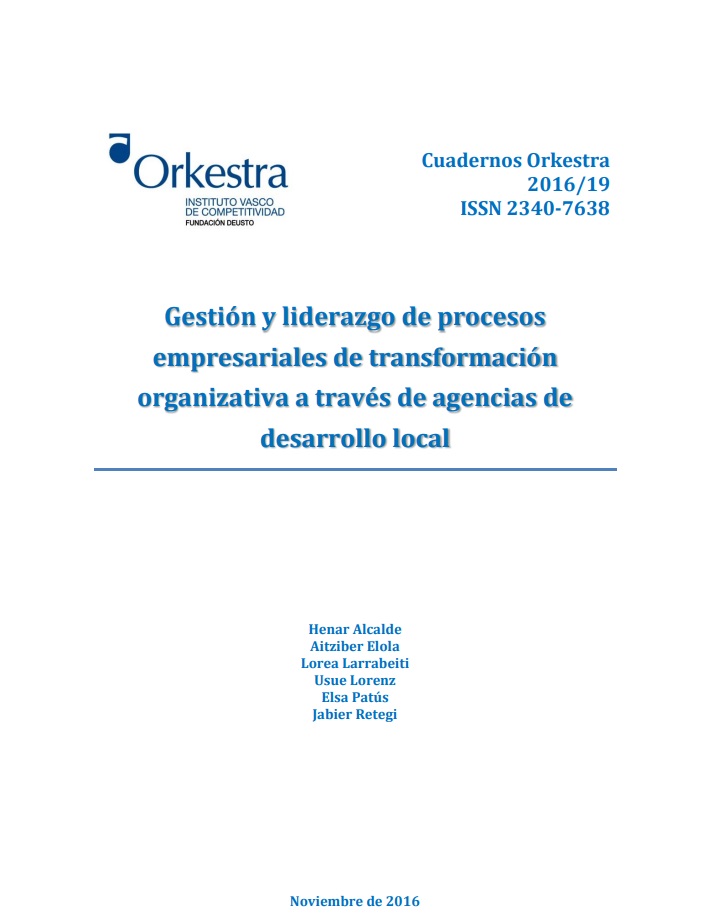 Imagen de portada del libro Gestión y liderazgo de procesos empresariales de transformación organizativa a través de agencias de desarrollo local