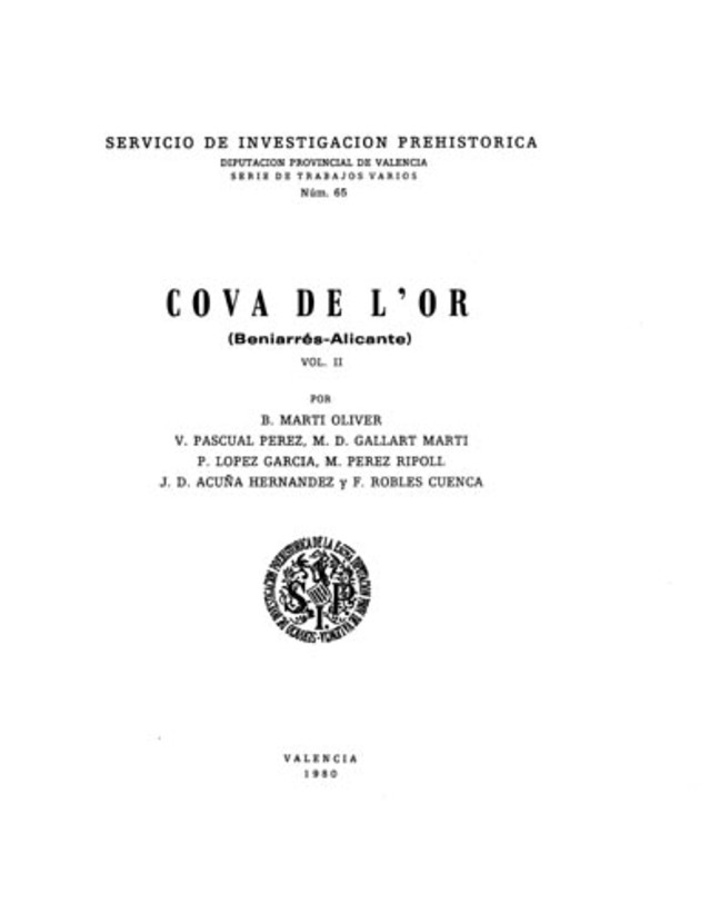 Imagen de portada del libro Cova de l'Or (Beniarrés-Alicante)