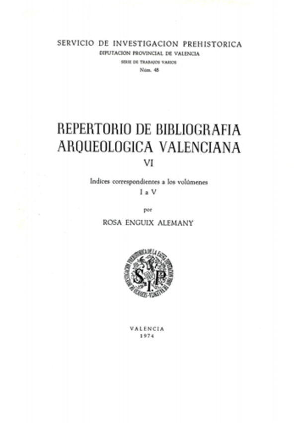 Imagen de portada del libro Repertorio de Bibliografía Arqueológica Valenciana