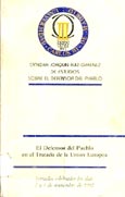 Imagen de portada del libro El Defensor del Pueblo en el Tratado de la Unión Europea : Jornadas celebradas los días 2 y 3 de noviembre de 1992, en la Sede de la Universidad en Getafe