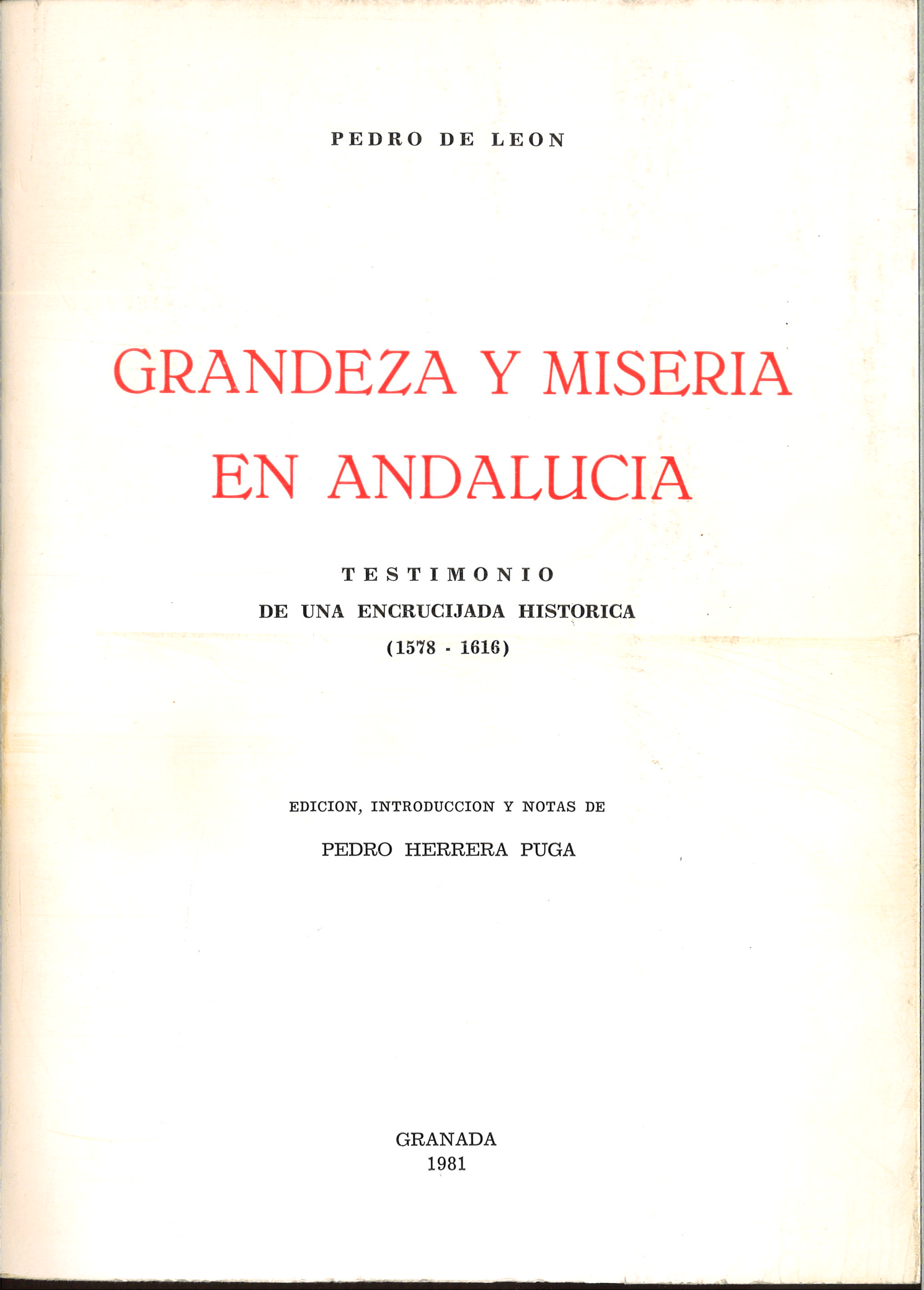 Imagen de portada del libro Grandeza y miseria en Andalucía