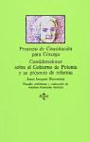 Imagen de portada del libro Proyecto de constitución para Córcega