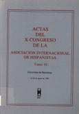 Imagen de portada del libro Actas del X Congreso de la Asociación Internacional de Hispanistas