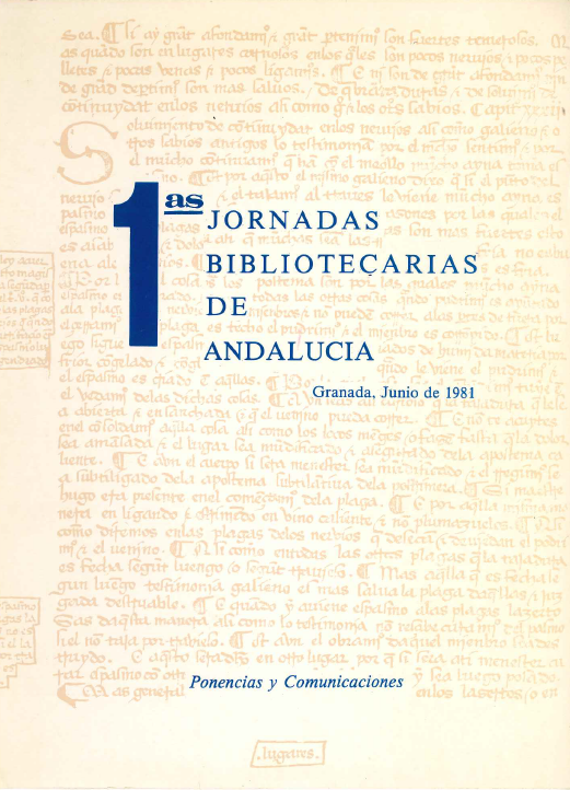 Imagen de portada del libro I Jornadas Bibliotecarias de Andalucía