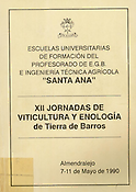Imagen de portada del libro XII jornadas de viticultura y enología de Tierra de Barros
