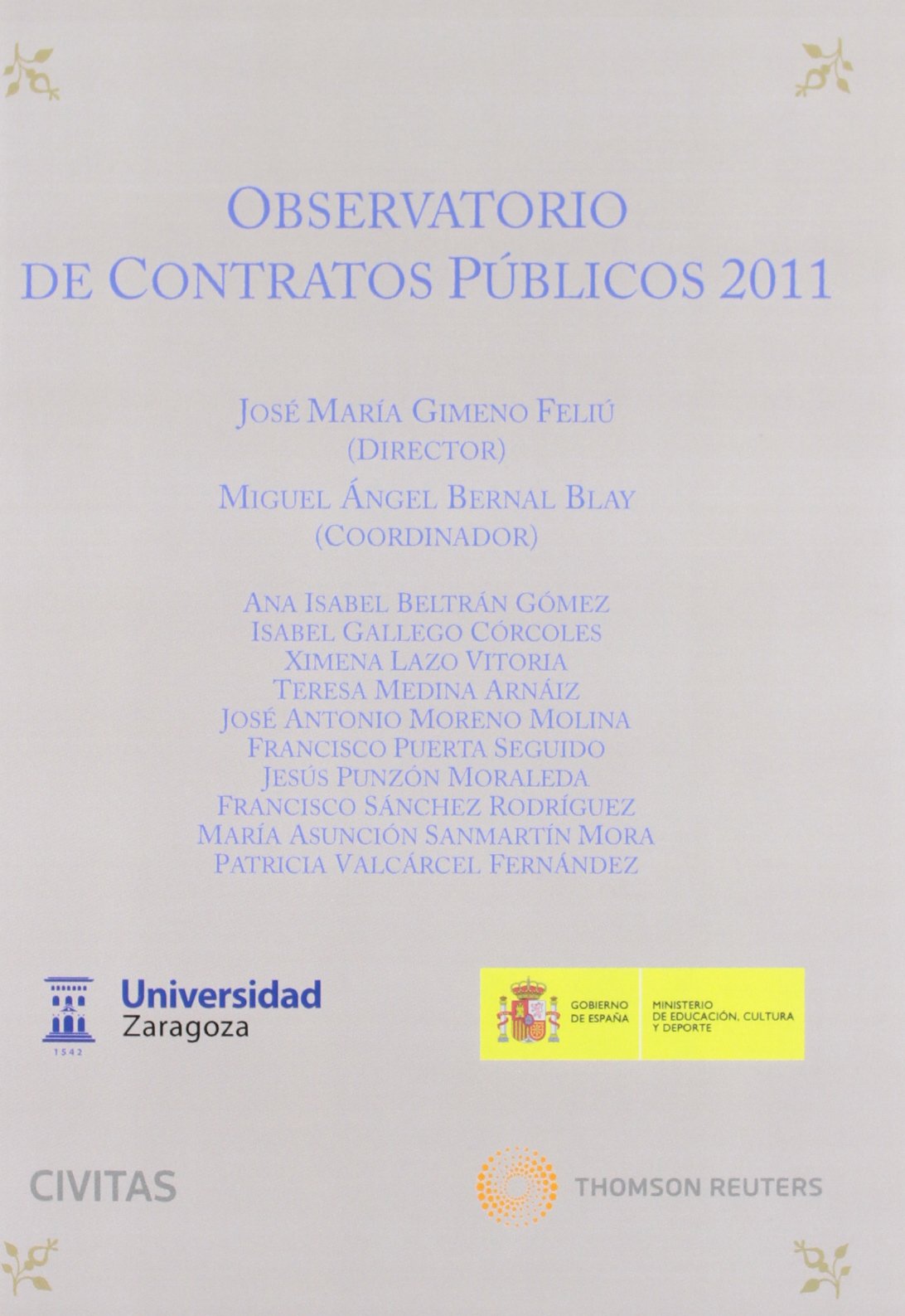 Imagen de portada del libro Observatorio de contratos públicos 2011