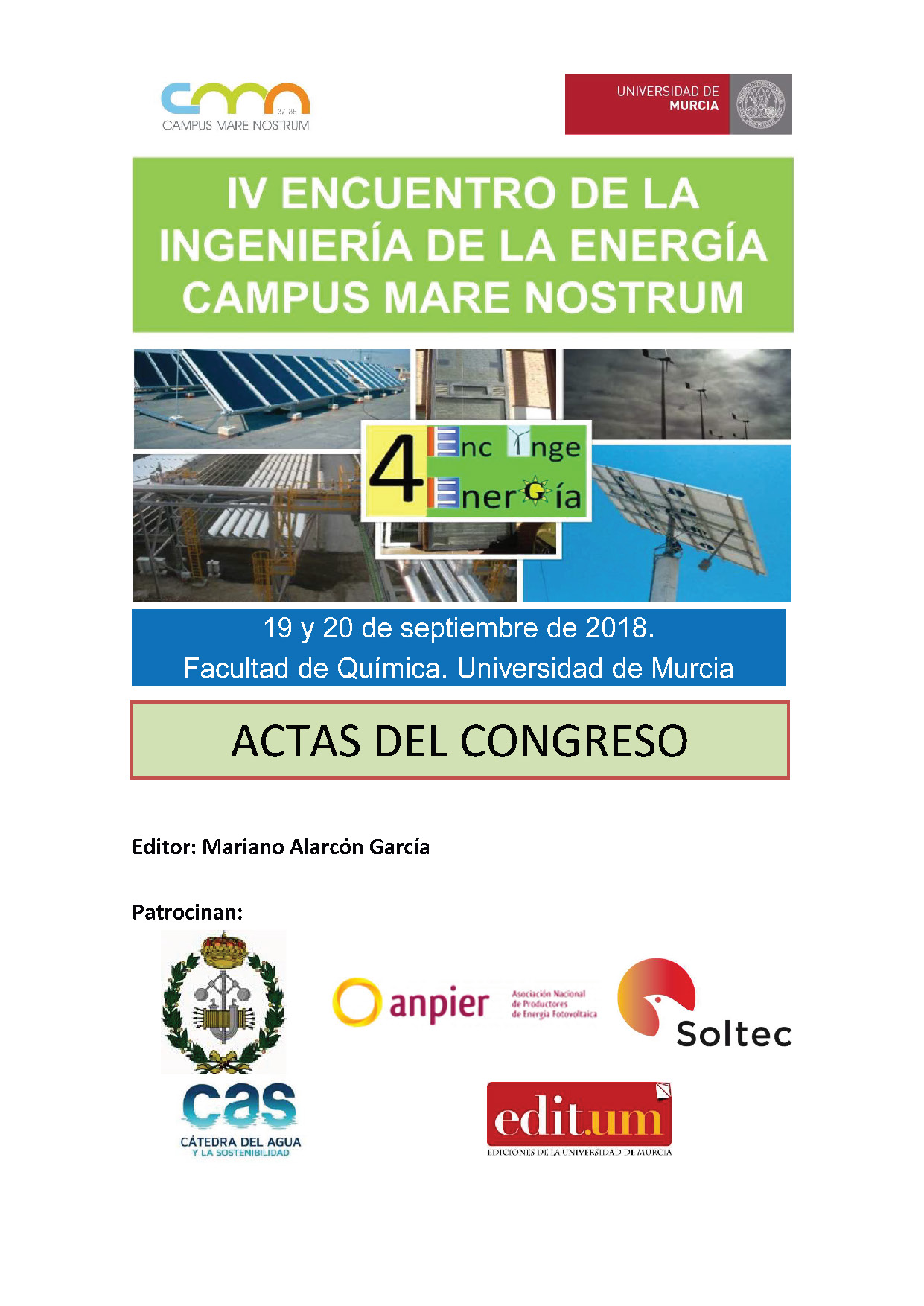 Imagen de portada del libro Actas del Congreso IV Encuentro de ingeniería de la energía del Campus Mare Nostrum