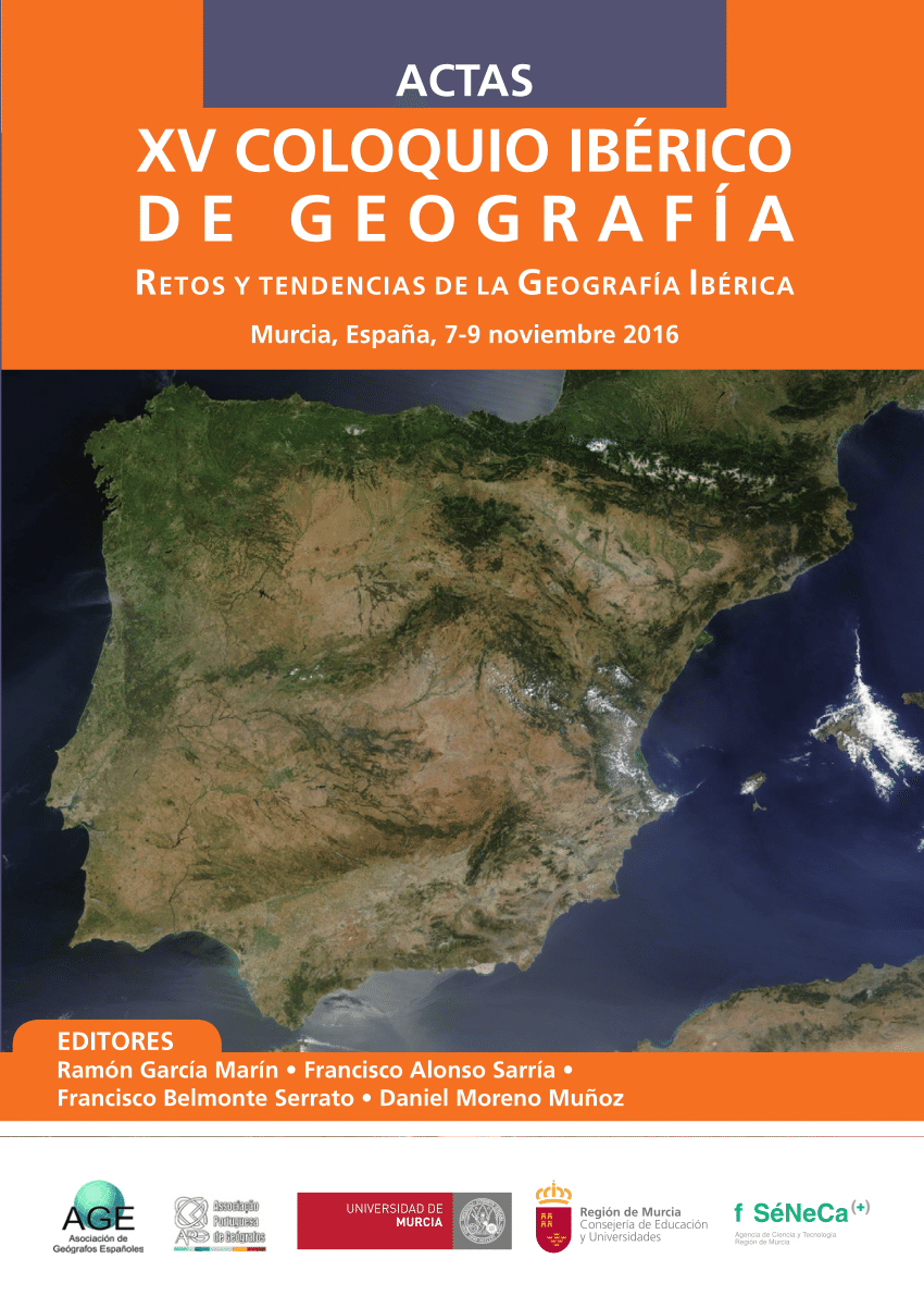 Imagen de portada del libro XV Coloquio Ibérico de Geografía 2016. Retos y tendencias de la Geografía Ibérica