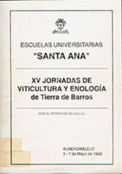 Imagen de portada del libro XV jornadas de viticultura y enología de Tierra de Barros