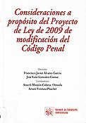 Imagen de portada del libro Consideraciones a propósito del proyecto de ley de 2009 de modificación del Código Penal