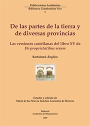 Imagen de portada del libro De las partes de la tierra y de diversas provincias o Las versiones castellanas del libro XV de "De proprietatibus rerum"