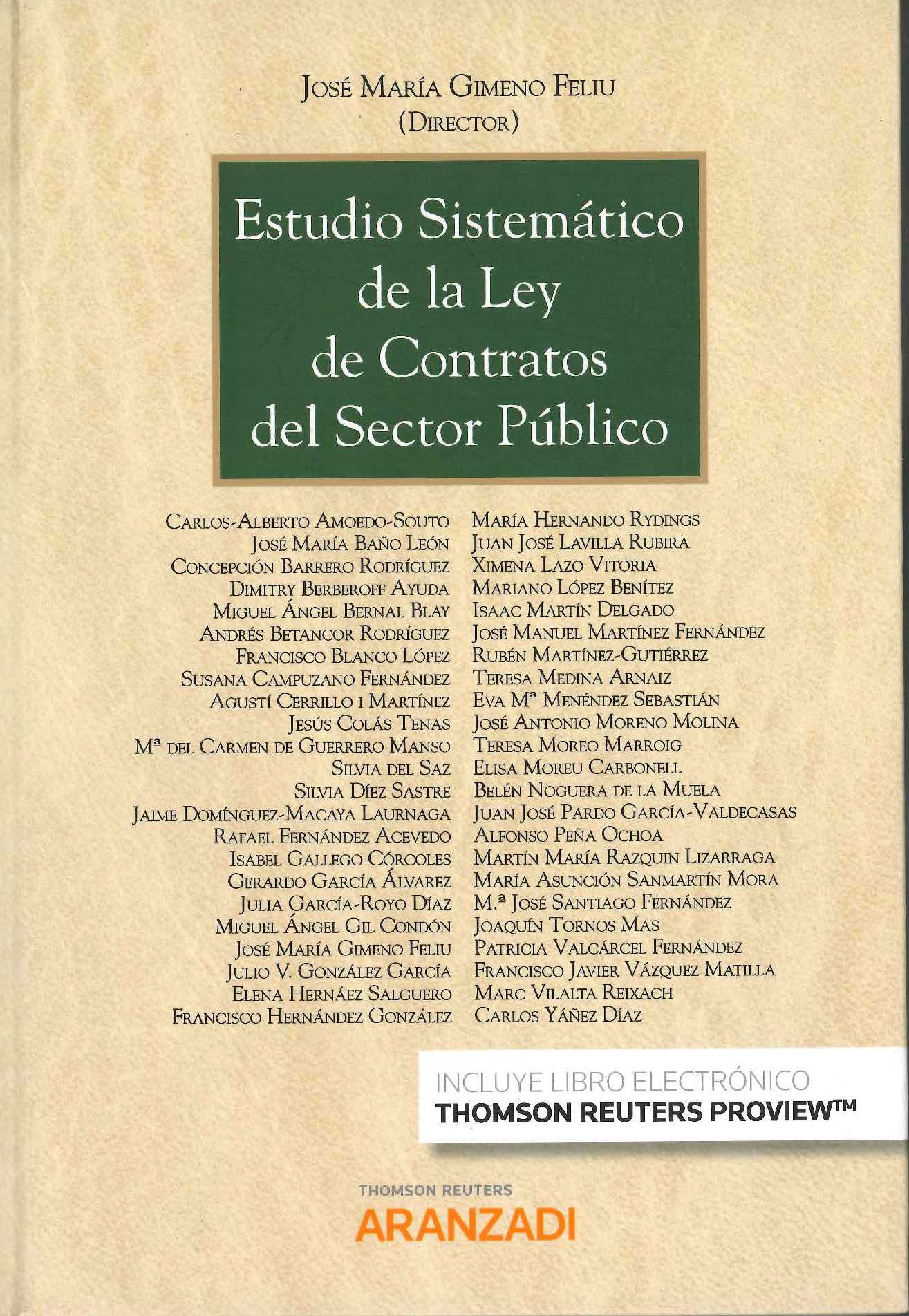 Imagen de portada del libro Estudio sistemático de la ley de contratos del sector público