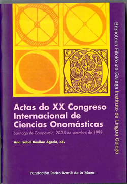 Imagen de portada del libro Actas do XX Congreso Internacional de Ciencias Onomásticas