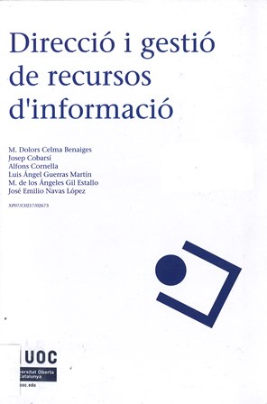 Imagen de portada del libro Direcció i gestió de recursos d'informació
