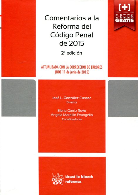 Imagen de portada del libro Comentarios a la reforma del Código Penal de 2015