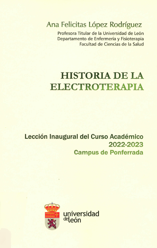 Imagen de portada del libro Historia de la electroterapia