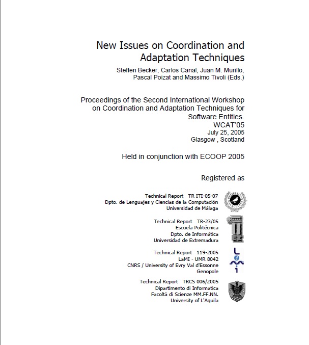 Imagen de portada del libro New Issues on Coordination and Adaptation Techniques