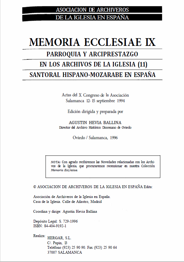 Imagen de portada del libro Memoria Ecclesiae IX