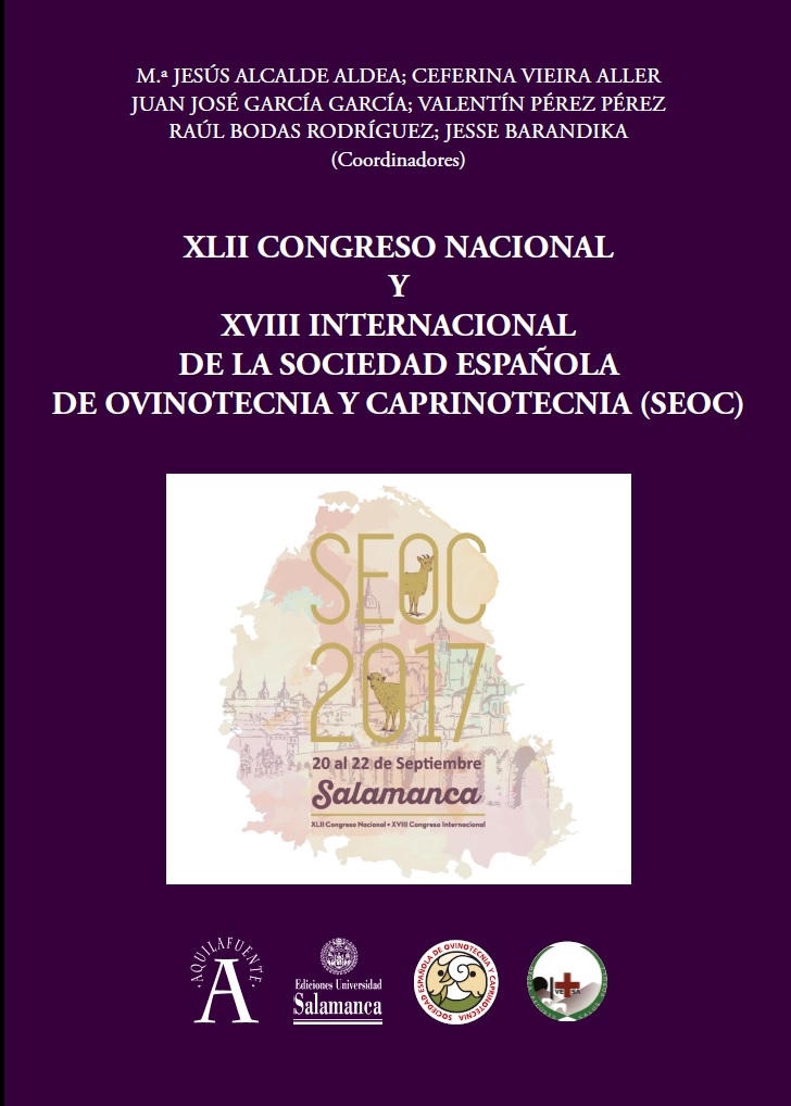 Imagen de portada del libro XLII Congreso nacional y XVIII internacional de la Sociedad Española de Ovinotecnia y Caprinotecnia (SEOC)
