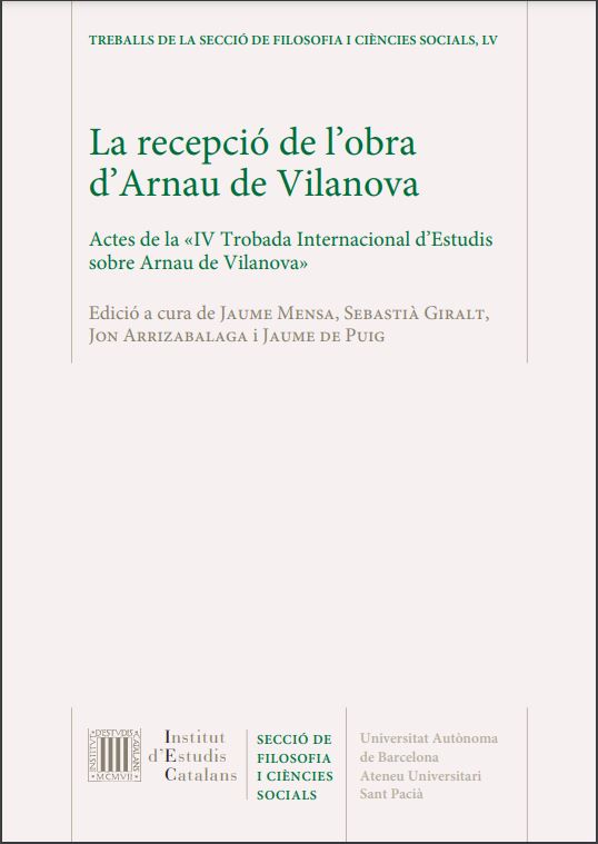 Imagen de portada del libro La recepció de l’obra d’Arnau de Vilanova