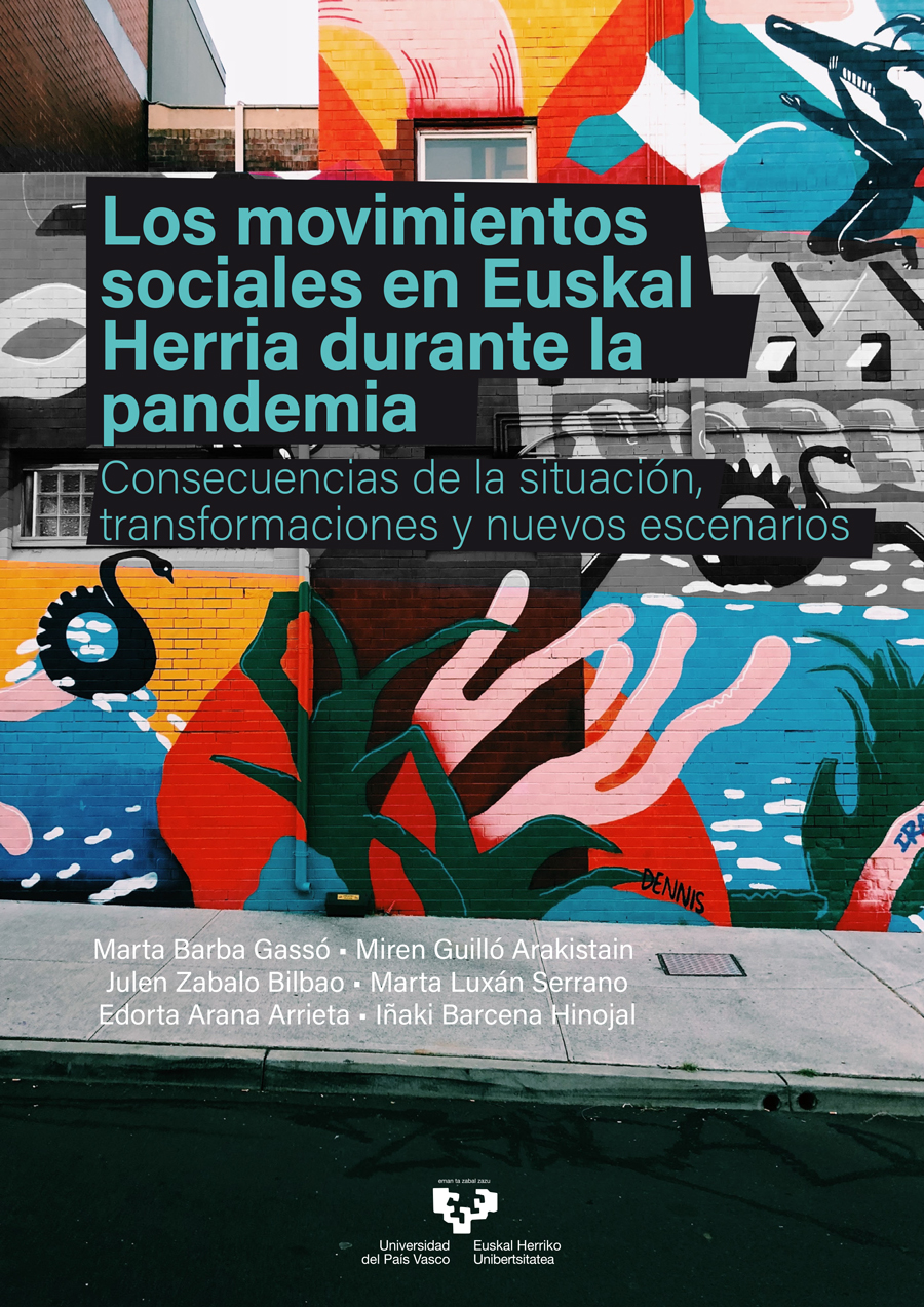 Imagen de portada del libro Los movimientos sociales en Euskal Herria durante la pandemia. Consecuencias de la situación, transformaciones y nuevos escenarios