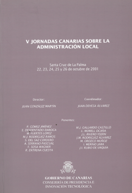Imagen de portada del libro V Jornadas canarias sobre la Administración Local