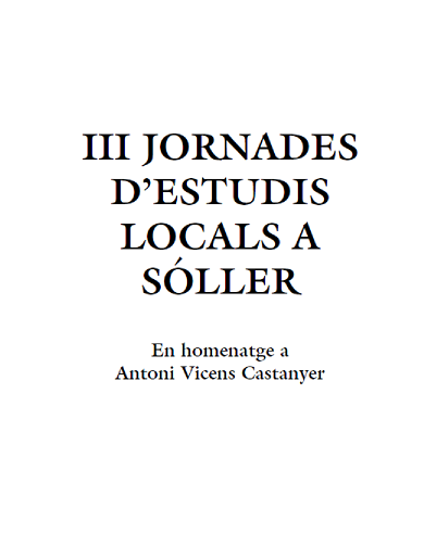 Imagen de portada del libro III Jornades d'Estudis Locals a Sóller