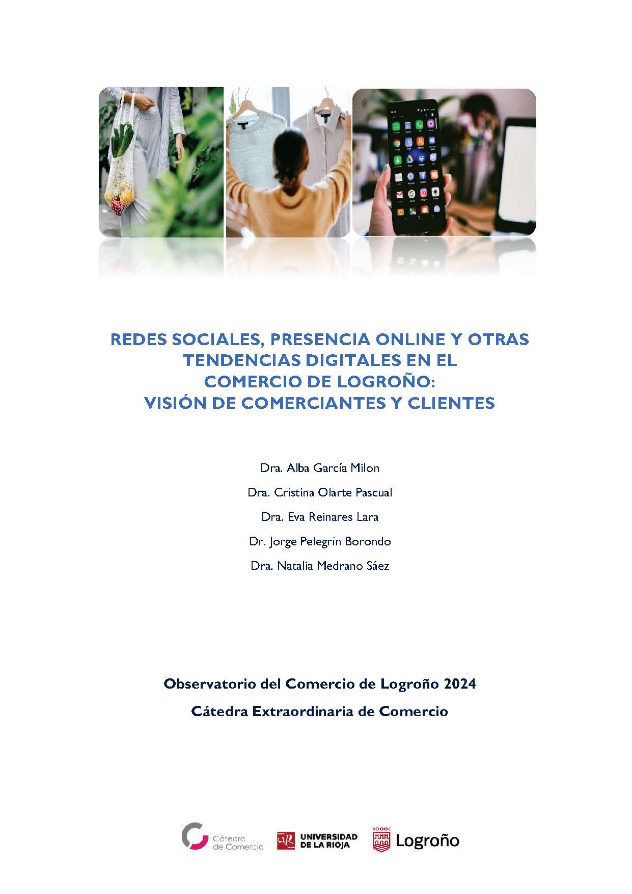 Imagen de portada del libro Redes sociales, presencia online y otras tendencias digitales en el comercio de Logroño