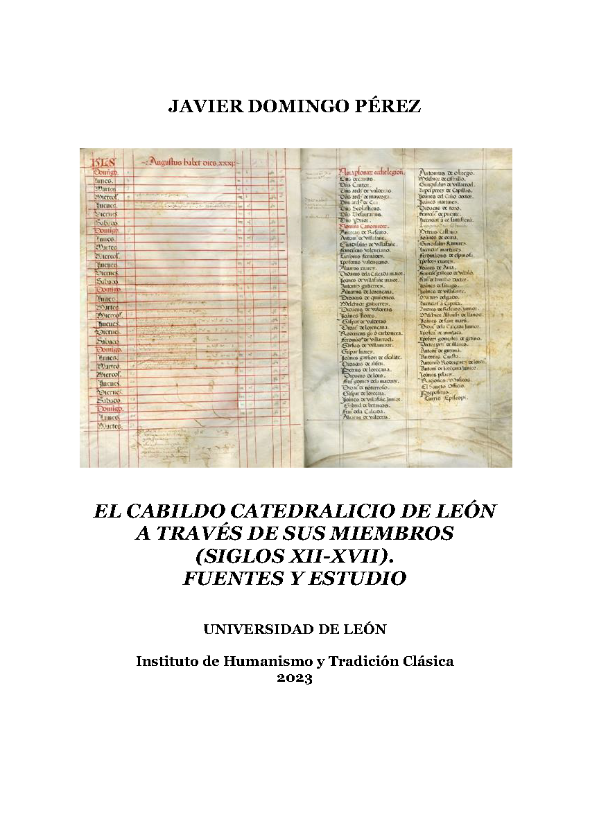 Imagen de portada del libro El Cabildo Catedralicio de León a través de sus miembros (siglos XII-XVII)