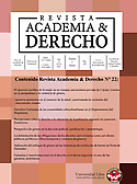 Imagen de portada de la revista Academia & Derecho