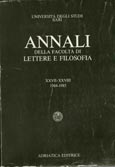 Imagen de portada de la revista Annali della Facoltá di Lettere e Filosofia