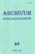 Imagen de portada de la revista Archivum scholarum piarum