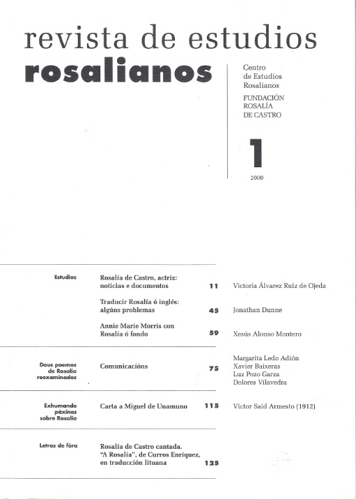 Imagen de portada de la revista Revista de estudios rosalianos