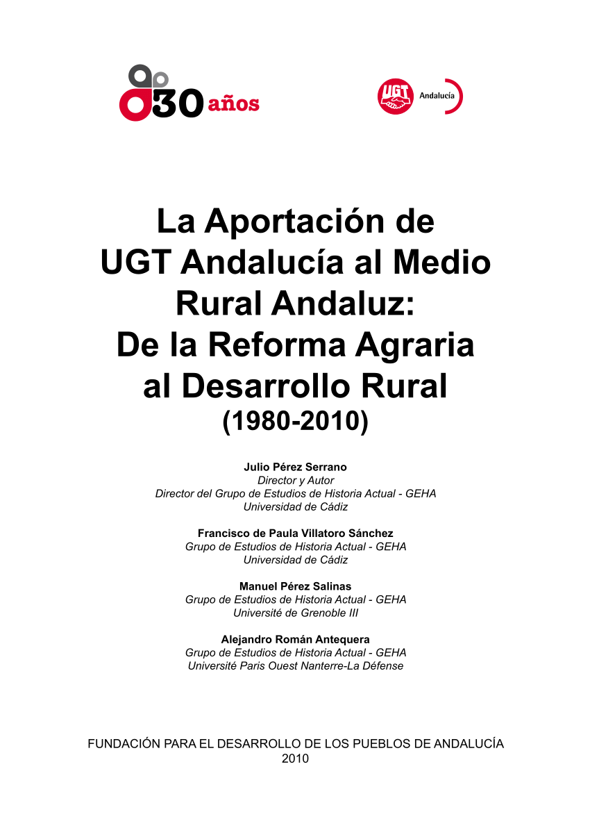 Imagen de portada del libro La aportación de UGT Andalucía al medio rural andaluz