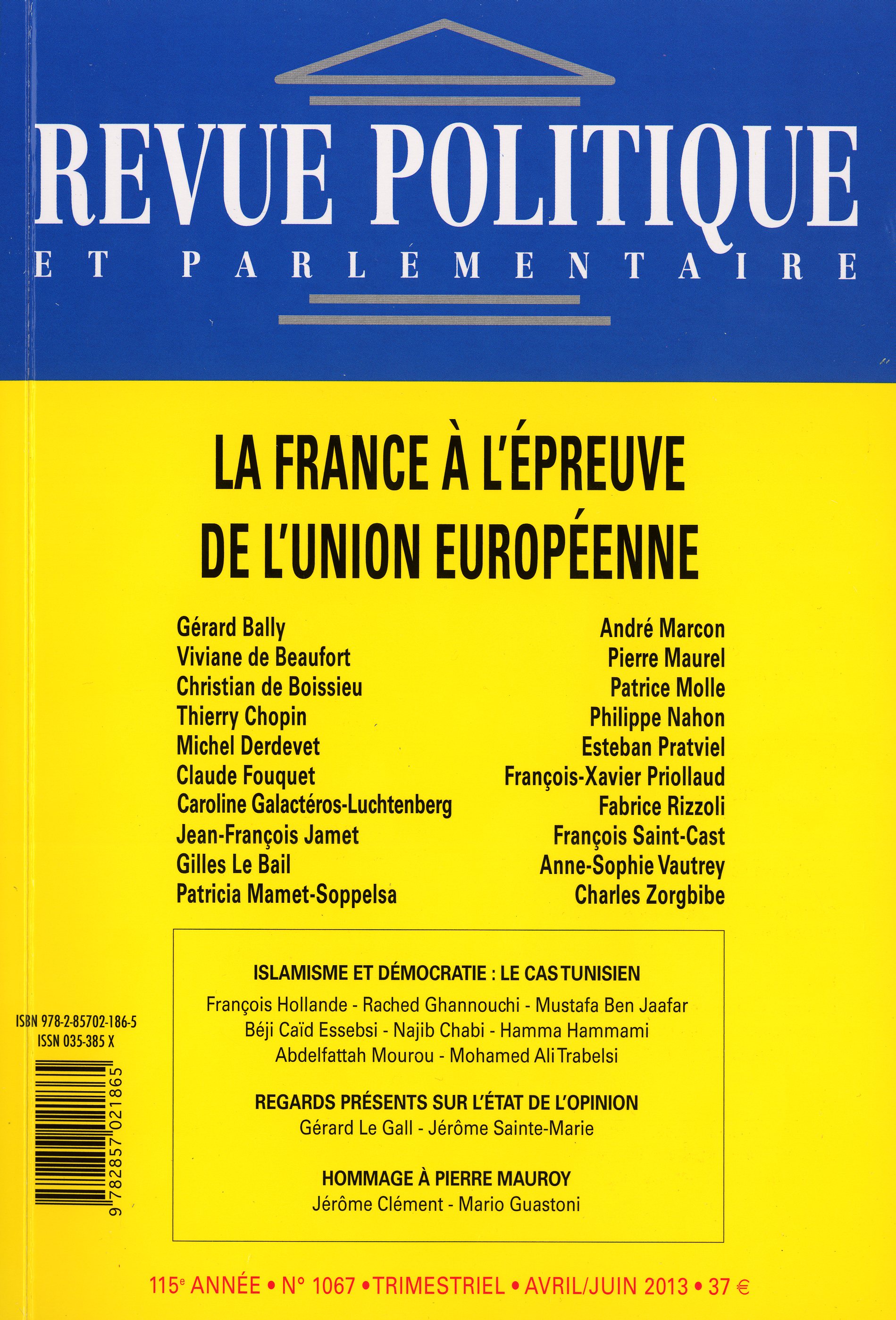 Revue politique et parlementaire. 2013, Nº. 1067 - Dialnet