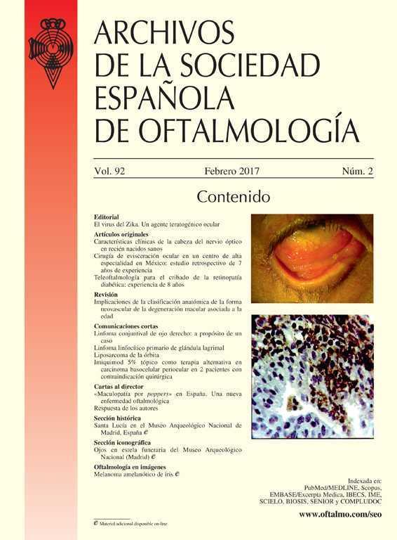 Archivos de la Sociedad Española de Oftalmologia. 2017, Vol. 92, Nº. 2  (Febrero) - Dialnet
