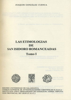 Imagen de portada del libro Las etimologías de San Isidoro romanceadas