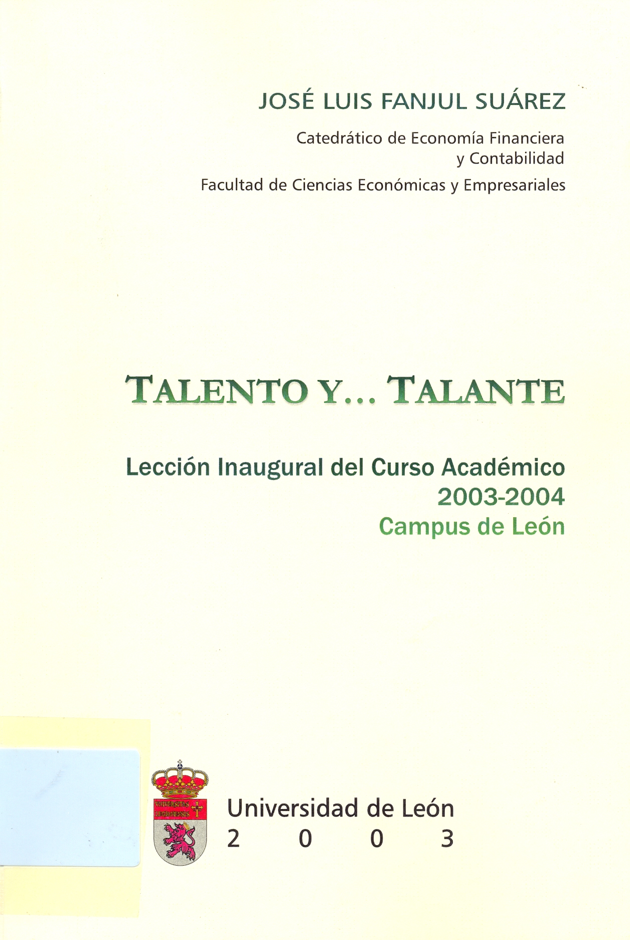 Imagen de portada del libro Talento y -- talante