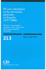Imagen de portada del libro El voto estratégico en las elecciones generales en España (1977-2000): efectos y mecanismos causales en la explicación del comportamiento electoral
