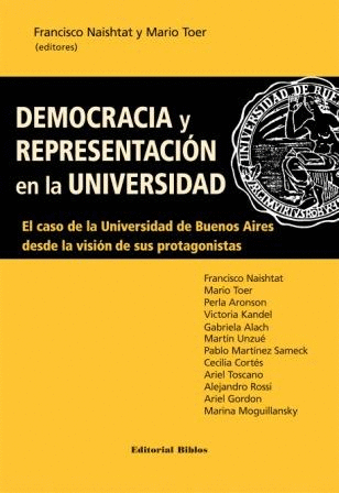 Imagen de portada del libro Democracia y representación en la universidad