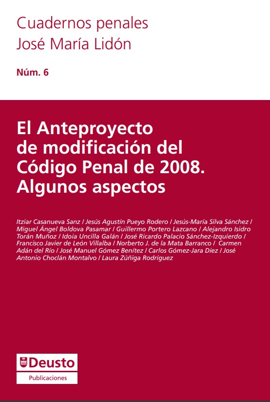 Imagen de portada del libro El anteproyecto de modificación del Código Penal de 2008