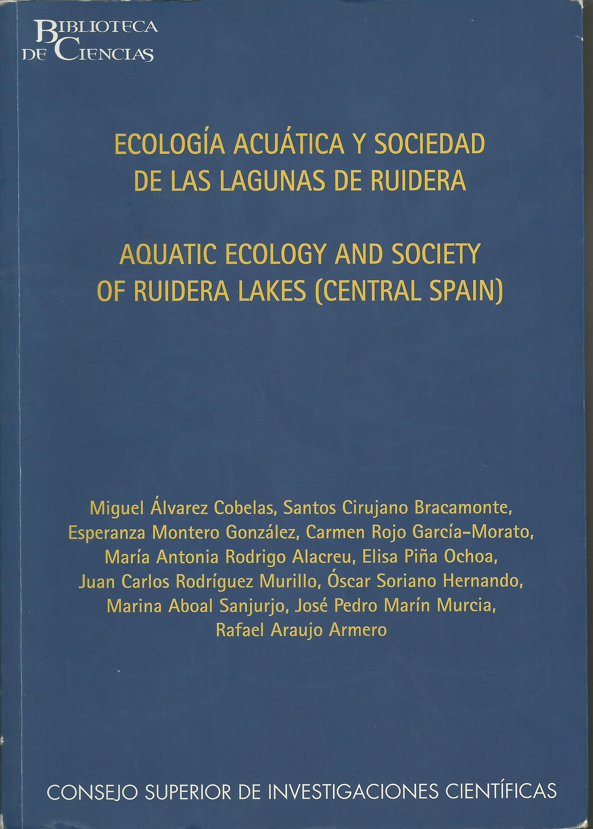 Imagen de portada del libro Ecología acuática y sociedad de las lagunas de Ruidera
