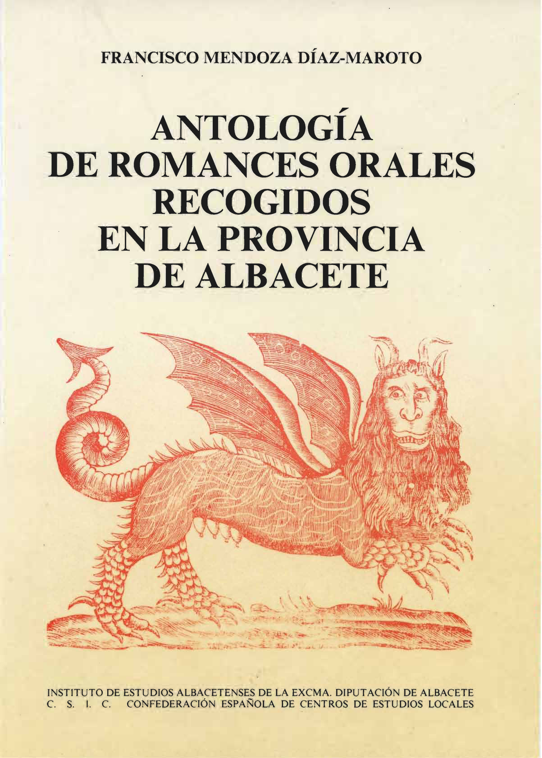 Imagen de portada del libro Antología de romances orales recogidos en la provincia de Albacete