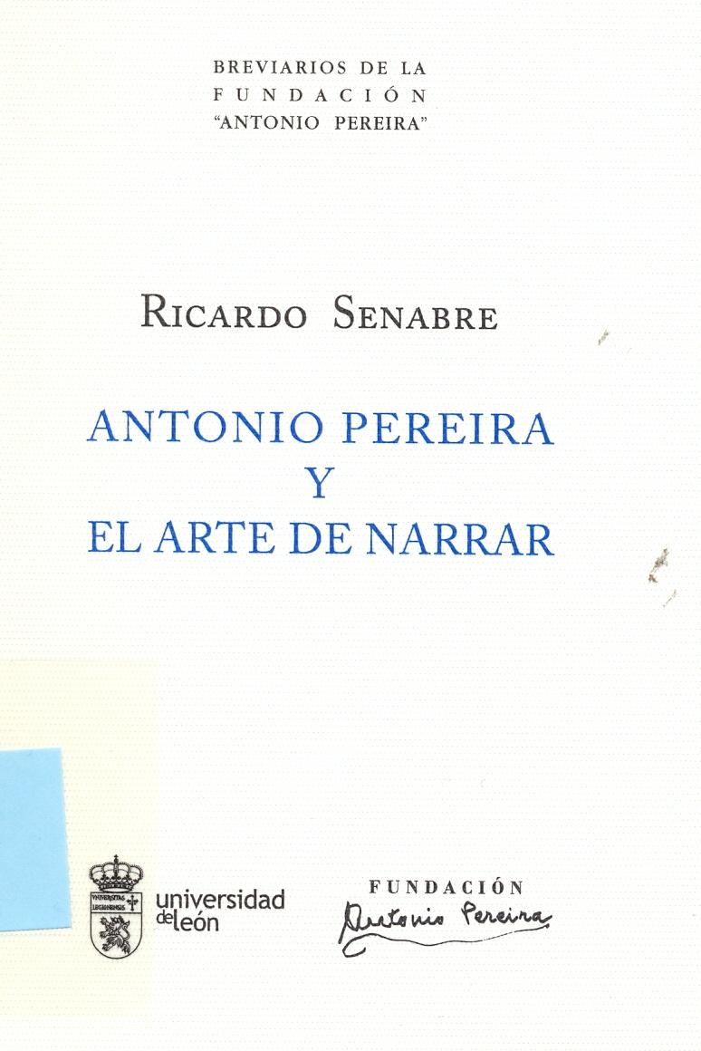 Imagen de portada del libro Antonio Pereira y el arte de narrar