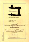 Imagen de portada del libro Actas del primer Congreso Internacional de Ontología : categorías e inteligibilidad global : el proyecto ontológico a través de la reflexión contemporánea