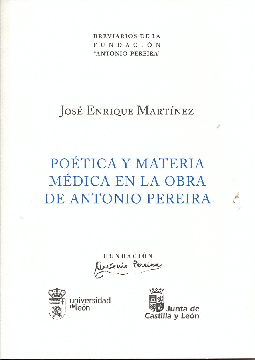 Imagen de portada del libro Poética y materia médica en la obra de Antonio Pereira