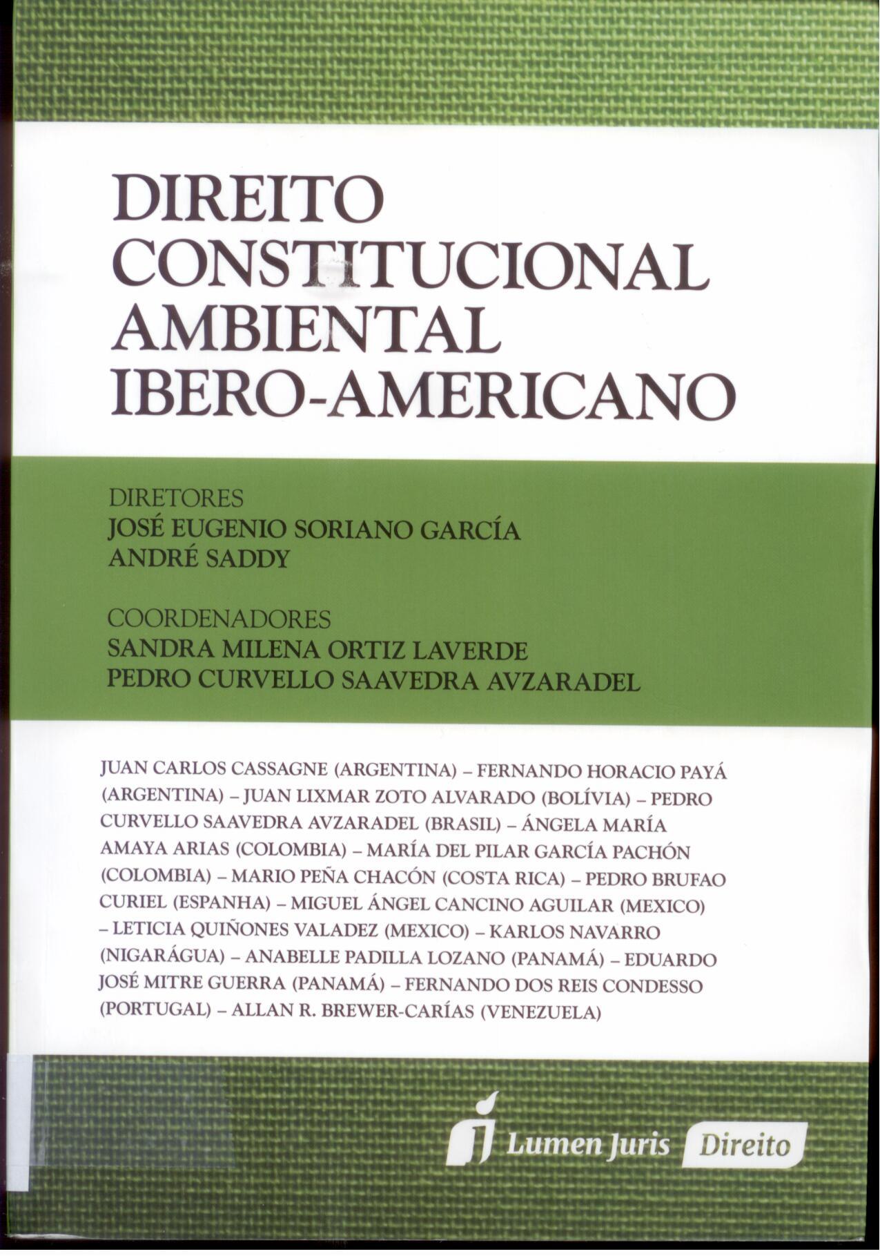 Imagen de portada del libro Direito constitucional Ambiental Ibero-Americano.