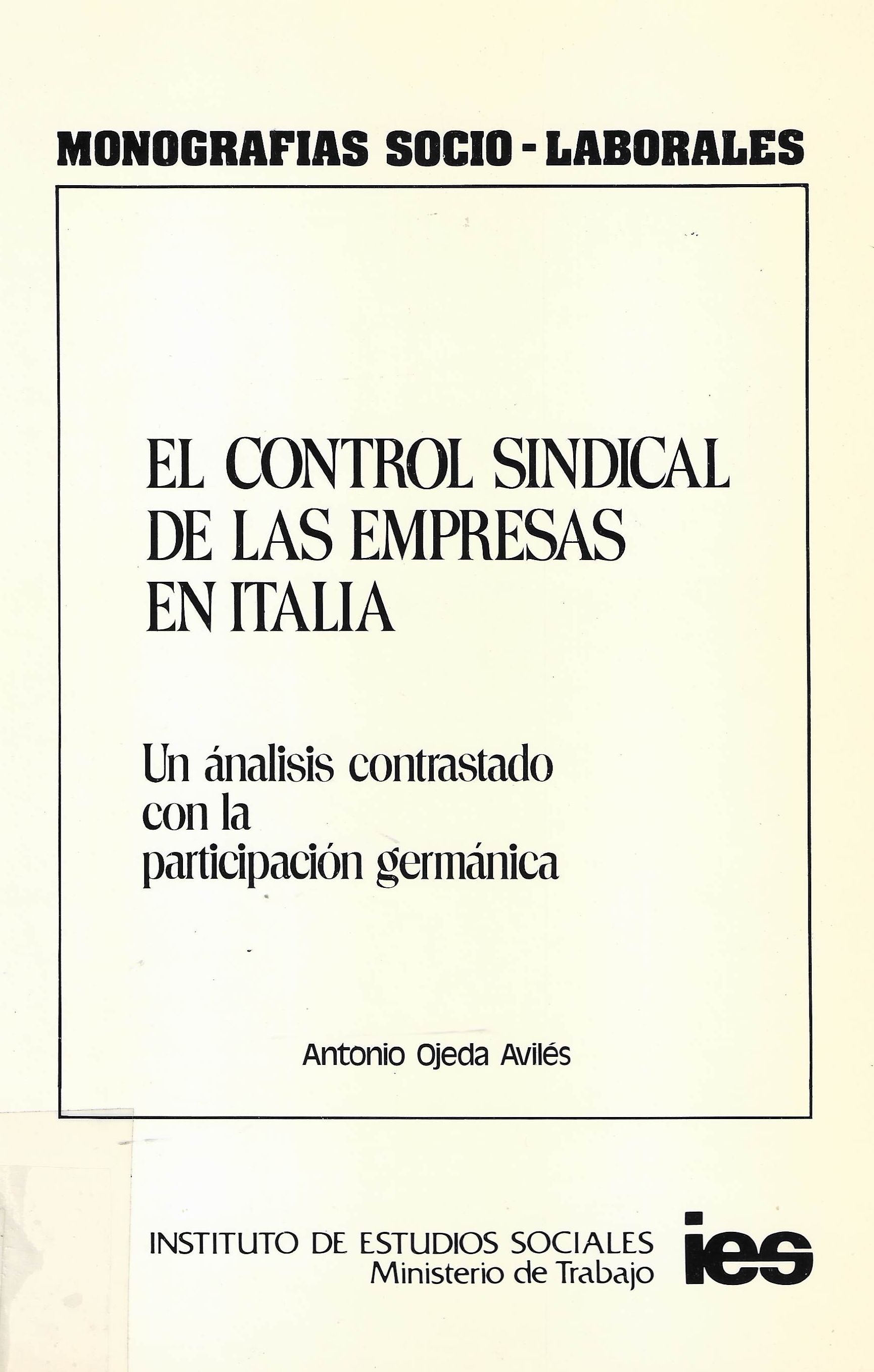 Imagen de portada del libro El control sindical de las empresas en Italia